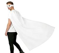 Wildarms Maschera e mantello da supereroe per adulti, per Halloween, cosplay, accessori per feste in maschera da vampiro, bianco, 55"/140CM