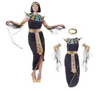 Wildarms Set di costumi da dea egiziana, ispirato a Cleopatra, con accessori, per Halloween, Natale e Carnevale (oro, S)