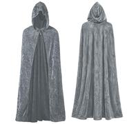 Wildarms Splendido mantello gotico in velluto con cappuccio, per strega, vampiro, mago, Halloween, Natale, cosplay, balli e feste in discoteca