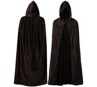 Wildarms Splendido mantello gotico in velluto con cappuccio per strega, vampiro o maga, Halloween, Natale, Cosplay, balli e feste di disfra (caffè, 140 cm)