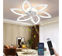 Wildcat Ventilatore da soffitto con illuminazione LED moderno e silenzioso con timer telecomando Lampada da soffitto a forma di fiore per camera da letto (66 Watt)
