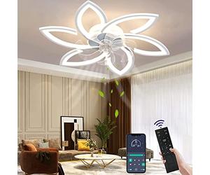 Wildcat Ventilatore da soffitto con illuminazione LED moderno e silenzioso con timer telecomando Lampada da soffitto a forma di fiore per camera da letto (66 Watt)