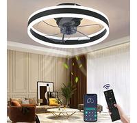 Wildcat Ventilatore da soffitto con illuminazione, LED moderno, silenzioso, con telecomando, timer, lampada da soffitto, luce per soggiorno, sala da pranzo (colore: nero, dimensioni: 50 cm)