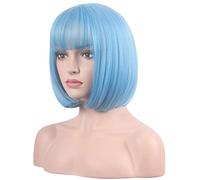 WildCos Short 14 Inches Straight Synthetic Cosplay Wig for Women (light blue)