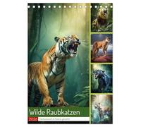 Wilde Raubkatzen (Tischkalender 2026 DIN A5 hoch), CALVENDO Monatskalender: Raubkatzen sind eine Gruppe von fleischfressenden Säugetieren, die in verschiedenen Teilen der Welt vorkommen.