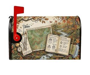 Wilderness Tracking Adventure Map Autumn Magnetic Mailbox Covers 45,7 x | Tema di monitoraggio della natura, copertura della cassetta delle lettere, estetica rustica, attacco magnetico