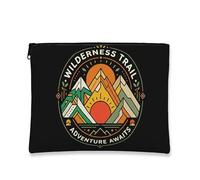 Wilderness Trail, trousse da viaggio per cosmetici da donna, organizer portatile in tela con cerniera, borsa da toilette per la cura della pelle all'aperto, nero, 7x9 Inch, Deserto
