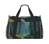 Wilderness Whispers - Borsone da viaggio per uomini e donne, borsa da viaggio pieghevole e spaziosa borsa da viaggio per riporre articoli da toeletta, articoli personali, nero, L, Nero , L