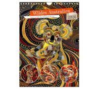 Wildes Australien - Tiere im Stile der Aborigine-Kunst (Wandkalender 2026 DIN A4 hoch), CALVENDO Monatskalender: Farbenfrohe und stilvolle Tierdarstellungen im KI-generierten Punktstil