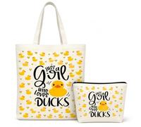 WILDFLOW Borsa da donna con motivo a anatra gialla, idea regalo per le | Borse per la spesa riutilizzabili, regalo di compleanno per mamma, figlia, migliore amica, adatte per spostamenti quotidiani