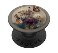 Wildflower Butterfly Floral Botanical Nature Flower Vintage PopSockets PopGrip Adesivo