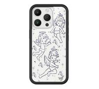 Wildflower Cases - Cherubs, Compatible with Apple iPhone 16 Pro | Baby Angel Blue White Soft Y2K Popular Aesthetic Cute Trendy - Protective Black Bumper, 4ft Drop Certified, Women Owned Small Business