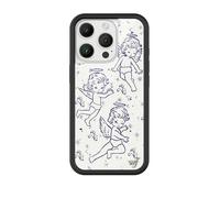 Wildflower Cases - Cherubs, Compatible with Apple iPhone 16 Pro | Baby Angel Blue White Soft Y2K Popular Aesthetic Cute Trendy - Protective Black Bumper, 4ft Drop Certified, Women Owned Small Business