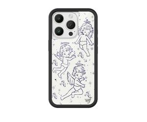 Wildflower Cases - Cherubs, Compatible with Apple iPhone 16 Pro | Baby Angel Blue White Soft Y2K Popular Aesthetic Cute Trendy - Protective Black Bumper, 4ft Drop Certified, Women Owned Small Business