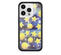 Wildflower Custodie - Celestial Dreaming, compatibile con Apple iPhone 15 Pro | Sky Moon Galaxy Night Star Cute Trendy - Paraurti protettivo nero, certificato Test di caduta da 1,2 m, donne di