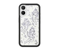 Wildflower Custodie - cherubi, compatibili con Apple iPhone 16 | Baby Angel Blue White Coquette Y2K Popolare Estetica Carino Trendy - Protezione paraurti nero, 1,2 m Drop Certificato, Donne di