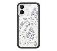 Wildflower Custodie - cherubi, compatibili con Apple iPhone 16 | Baby Angel Blue White Coquette Y2K Popolare Estetica Carino Trendy - Protezione paraurti nero, 1,2 m Drop Certificato, Donne di