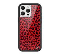 Wildflower Custodie - Compatibile con Apple iPhone 16 Pro Max | Paraurti protettivo nero, certificato Test di caduta da 1,2 m, di proprietà di donne piccole imprese | Red Meow - leopardo stampa