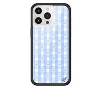 Wildflower Custodie - Cuori a quadretti blu, compatibili con Apple iPhone 15 Pro Max | Plaid, a scacchi, unici, carini, alla moda - Paraurti protettivo nero, certificato Test di caduta da 1,2 m, donne