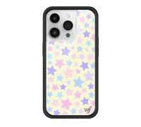 Wildflower Custodie - Custodia Super Sweet Stars, compatibile con Apple iPhone 14 Pro, stelle, rosa, giallo, blu, alla moda - Paraurti protettivo nero, certificato test di caduta da 1,2 m, donne di