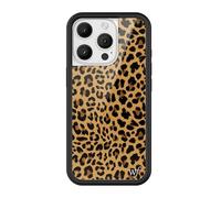 Wildflower Custodie - Meow, compatibile con Apple iPhone 16 Pro | leopardo animale marrone macchie nere carino alla moda - paraurti protettivo nero, certificato test di caduta da 1,2 m, donne di