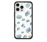 Wildflower Custodie - Moonlight Rose, compatibile con Apple iPhone 15 Pro Max | Floreale Blu Bianco Delicato Carino Trendy - Paraurti protettivo nero, certificato Test di caduta da 1,2 m, donne di
