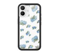 Wildflower Custodie - Moonlight Rose, compatibile con Apple iPhone 16 | Floreale Blu Bianco Delicato Carino Trendy - Paraurti Protettivo Nero, Certificato Test di Caduta da 1,2 m, Donne di Proprietà