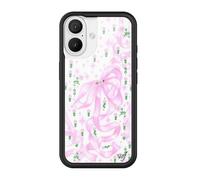 Wildflower Custodie - Nastri e Rosette, Compatibile con Apple iPhone 16 | Fiocco Rosa Ragazza Sparkle Popolare Estetica Carino Trendy - Protezione Paraurti Nero, 1,2 m Drop Certificato, Donne di