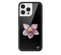 Wildflower Custodie - Orchidea, compatibile con Apple iPhone 15 Pro Max | Floreale, Nero, Viola, Minimalista, Carino, Alla Moda - Paraurti Protettivo Nero, Certificato Test di Caduta da 1,2 m, Donne