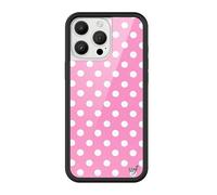 Wildflower Custodie - Rosa a pois, compatibile con Apple iPhone 16 Pro Max | Brillante Spotted White Estetica Carino Trendy - Paraurti protettivo nero, certificato Test di caduta da 1,2 m, Donne di