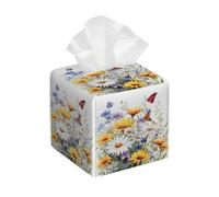 Wildflower Daisy Girasole Farfalla Custodia in pelle impermeabile PVC Portatovaglioli Porta Tovaglioli Porta fazzoletti decorativo per tavolino da caffè Ufficio Camera da letto Cucina Bagno Auto