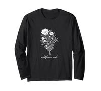 Wildflower Fine Line Botanical Minimal Floral Nature Art Maglia a Manica