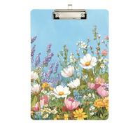 Wildflower - Lavagna trasparente con clip per ufficio primaverile, per classe di quinta elementare, essenziale per insegnanti, dimensioni 22,9 x 30,5 cm