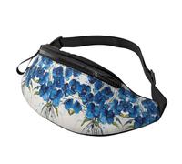 Wildflower - Marsupio a vita regolabile, motivo floreale, con stampa floreale blu, unisex, per studenti - borsa a mani libere per la vita del campus 14 x 35 cm, A14, A14, taglia unica