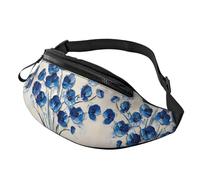 Wildflower - Marsupio a vita regolabile, motivo floreale, con stampa floreale, blu, unisex, per studenti, borsa a mano libera per la vita del campus, 14 x 35 cm, a30, A30, taglia unica