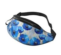 Wildflower - Marsupio unisex a vita regolabile, motivo: fiori, colore: Blu Bloosm, borsa a tracolla stampata alla moda, per studenti, borsa a mani libere per la vita del campus 14 x 35 cm, A16, taglia