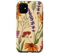 Wildflower Meadow Pattern with Autumn Garden Colors Custodia per iPhone 11