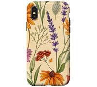 Wildflower Meadow Pattern with Autumn Garden Colors Custodia per iPhone X/XS