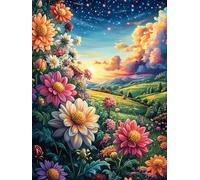 Wildflower Meadow Under A Starry Sky Puzzle 500 Pezzi Multicolore Paesaggi Classici Fairy Tale Scenery Cartoon Rompicapo Sfida Difficile Impossibile Giochi Da Tavolo Familiare Regalo Natale 500 PCS