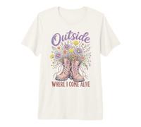 Wildflower Nature Outside Where I Come Alive Cottagecore Maglietta Premium