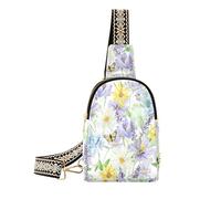 Wildflower - Piccola borsa a tracolla da donna, con tracolla regolabile, colore: lavanda, Fiori di campo Lavanda, Zaino in spalla