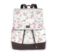 Wildflower - Zaino da donna con stampa floreale, impermeabile, antifurto, leggero, in pelle PU, alla moda, in nylon, borsa a tracolla per scuola e viaggio, Nero , Taglia unica