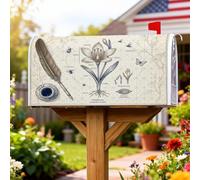 Wildflowers - Coperture magnetiche per cassette postali, motivo botanico, vintage, piume, primaverile, beige, decorazione per giardino, cortile, 45,7 x 53,3 cm