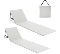 WildFun 180 X 55 cm Sedia da spiaggia pieghevole portatile con borsa da trasporto, schienale alto in rete per adulti, sedia per esterni, campeggio, barbecue, viaggi (Grigio di base, 2pcs)