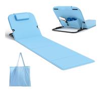 WildFun Tappetino da spiaggia pieghevole con schienale, 165 cm, altezza a 5 livelli, pieghevole, leggero con pratico vano portaoggetti, poggiatesta e borsa per il trasporto, portata 100 kg, per