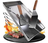 WILDGÅRD - piastra per grigliare plancha in acciaio spesso e inossidabile - 44,5 x 26 cm - adatta per barbecue a gas e carbonella + 2x spatola per grigliare e 5x spiedini