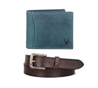 WildHorn Portafoglio da uomo in pelle con cintura Combo Portafoglio da uomo, Blu, 3 Piece Set, Contemporane