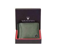 WildHorn Portafoglio da uomo in pelle pieno fiore I 9 slot per carte I 2 valute e 2 scomparti segreti I 1 cerniera e 3 scomparti per carte d'identità, verde, Classico