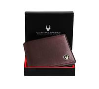 WildHorn Portafoglio da uomo in pelle protetta RFID I 2 scomparti per valute I 6 slot per carte e 1 tasca per monete, rosso cupo, Casual