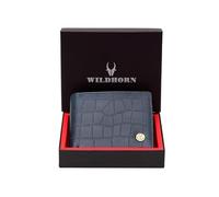 WildHorn Portafoglio in pelle blu da uomo I cuciture ultra resistenti I 6 scomparti per carte I 2 scomparti per monete e 2 scomparti segreti I 1 tasca per monete